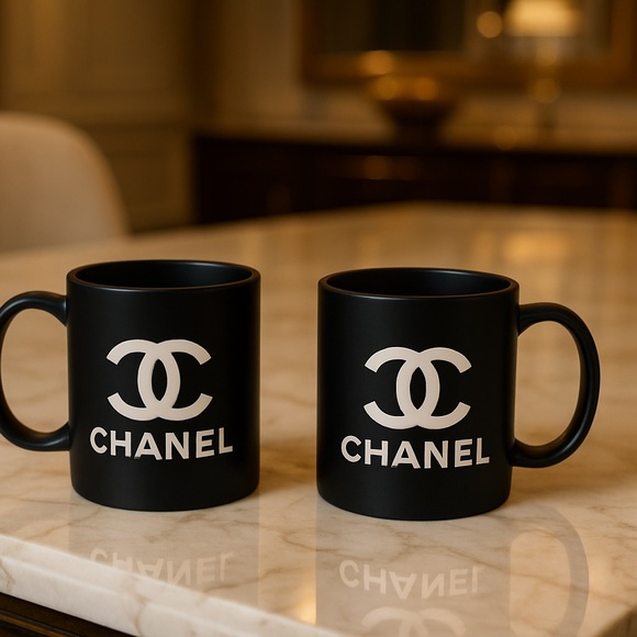CHANEL Black and White Logo Mugs - Picture 1 of 8